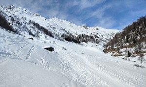 Skitour Kreuzspitze - Abfahrt, Rückblick Rosstal