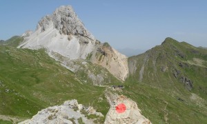 Klettersteig Filmoor, Porze - Start Klettersteig Corrado d'Ambros, Rückblick Filmoorhütte und Kinigat