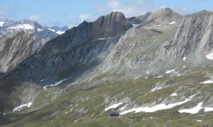 Bergtour Kendlspitze - von der Dürrenfeldscharte Blick zur Sudetendeutschenhütte