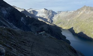 Hochtour Großes Wiesbachhorn - Aufstieg, Rückblick Heinrich-Schwaiger-Haus, Mooserboden, Johannisberg, Hohe Riffl und Hocheiser