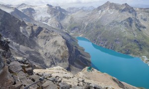 Hochtour Großes Wiesbachhorn - Aufstieg, Blick zum Heinrich-Schwaiger-Haus, Mooserboden, Johannisberg, Hohe Riffl, Hocheiser und Grießkogel