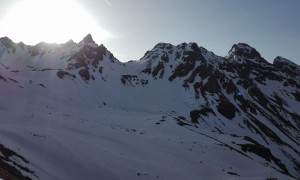 Skitour Regenstein - Aufstieg, Blick zur Sichelspitze und Arnhörner