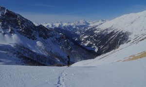 Skitour Regenstein - Aufstieg, im Hintergrund die Dreischusterspitze