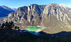 Bergtour Monte Piano, Piana - Aufstieg, Blick zum Dürrensee, Strudelkopf und Dürrenstein