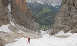 Klettersteig Pisciadù - Abstieg bzw. Abrutschen Rinne