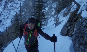 Skitour Pfannspitze - steiler Aufstieg zum Obstanser Boden