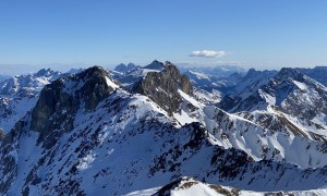 Skitour Pfannspitze - Gipfelsieg, Blick zur Kleine & Großer Kinigat