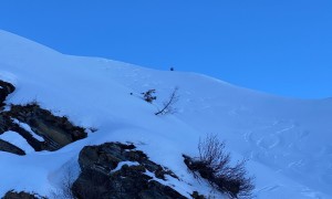 Skitour Pfannspitze - steile Abfahrt vom Roßkopftörl ins Erschbaumertal