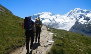 Monte Rosa Hütte - Steig Richtung Gornergletscher, Blick zur Monte Rosa und Liskamm