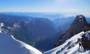 Hochtour Dufourspitze - Blick zur Dunantspitze, Poebene