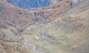 Bergtour Bretterwandspitze - Abstieg, Blick zur Steiner Alm