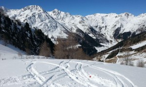 Skitour Öwelenke - Abfahrt mit Blick Rotlahner und Riepenspitze