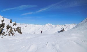 Skitour Althaus 2018 - bei der Scharte, Hochalmspitze und Großglockner im Hintergrund