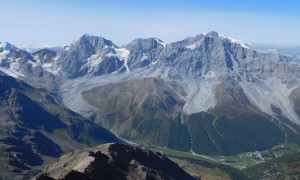 Hochtour Hoher Angelus & Vertainspitze - Blick zur Königsspitze, Zebru und Ortler