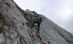 Bergtour Hintereggkogel - Abstieg mit Seilversicherung vom Gipfel