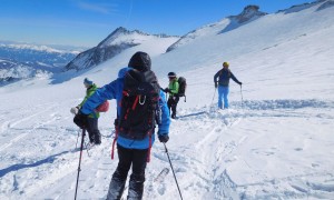 Skihochtour Hochalmspitze - Abfahrt, rechts oben Steinerne Mandln