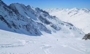 Skihochtour Dreiherrrenspitze - Abfahrt, Blick zum Rauchkofel