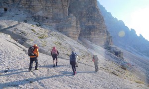 Klettertour Westliche Zinne - Zustieg vom oberen Parkplatz Auronzohütte