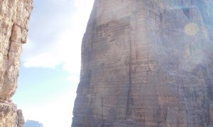 Klettertour Westliche Zinne - Blick zur Westwand Großen Zinne