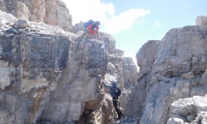 Klettertour Westliche Zinne - Schlüsselstelle