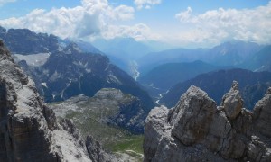 Klettertour Westliche Zinne - Blick nach Auronzo