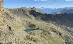 Bergtour Hohes Arnhorn - bei der Oberen Hornscharte, Blick zum Sichelsee