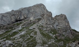 Klettersteig Hochweißstein - beim Passo Sesis mit Blick zum Gipfel