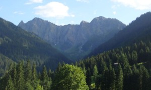 Klettersteig Steinwand - Rückblick mit Letterspitze, Hochkopf und Edigon