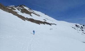 Skitour Gumriaul - Querung vor dem Steilhang