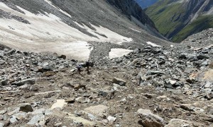 Hochtour Großer Hexenkopf - brüchiger Abstieg Rinne in Südwestflanke