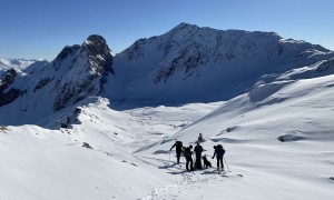 Skitour Eisenreich - Aufstieg, Blick zur Pfannspitze und Roßkopf