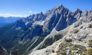 Klettersteig Arzalpenturm - im Steig, Blick zum Cima Bagni