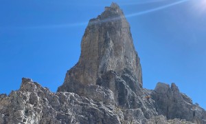 Klettersteig Arzalpenturm - im Steig, Rückblick Turm