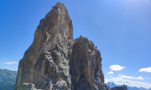 Klettersteig Arzalpenturm - im Steig, Rückblick Turm