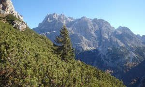 Bergtour Unterebenkofel - Aufstieg, Blick zur Dreischusterspitze