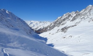 Skitour Wilder Sand - Aufstieg, Blick talauswärts