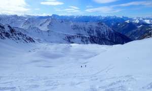 Skitour Rotlahner - Aufstieg zum Heimwaldjöchl, Rückblick