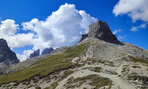 Bergtour Schusterplatte - beim Innichriedl mit Blick zum Toblinger Knoten