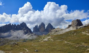 Bergtour Schusterplatte - Blick zum Paternkofel, Drei Zinnen und Toblinger Knoten