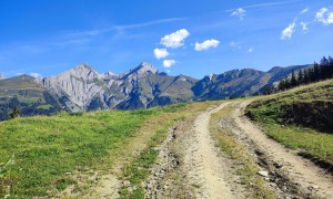 Bergtour Rotenkogel - Aufstieg, Blick zur Bretterwand- und Kendlspitze