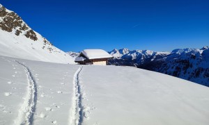 Skitour Hochrast - Aufstieg, bei der Gollerhütte