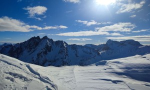 Skitour Schwalbenkofel, Schulterhöhe - Gipfelsieg, Blick zum Zwölferspitz, Torkarspitze und Hochweißstein