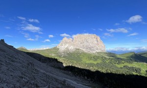 Klettersteig Pößnecker - Zustieg, Rückblick Langkofel