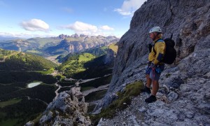 Klettersteig Pößnecker - Blick nach Wolkenstein und Geislergruppe