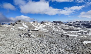 Klettersteig Pößnecker - Gipfelsieg Piz Selva, Blick zum Hochplateau Sellastock