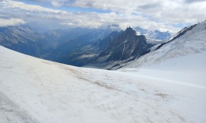 Hochtour Mont Blanc - bei der Goûter-Hütte, Blick zur Aiguille du Midi