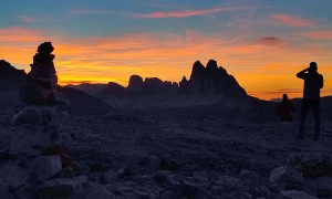 Wanderung Strudelkopf - Gipfelsieg, Blick zu den Drei Zinnen