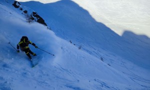 Skitour Multerlenke - Abfahrt über eine steile Ostrinne