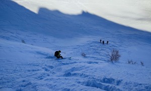 Skitour Multerlenke - Abfahrt über eine steile Ostrinne