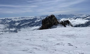 Skihochtour Monte Rosa - Abfahrt, oberhalb der Gnifetti Hütte